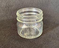 Embossed 4oz Square Mason Jar, Packed 12, Lid Separate