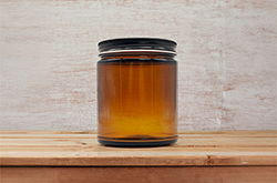 Amber Straight-Sided 9 oz Jar, 12 per case, Lid Separate #2