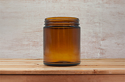 Amber Straight-Sided 9 oz Jar, 12 per case, Lid Separate