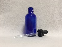 2 oz Boston Round Blue Glass Bottle, 1 dozen